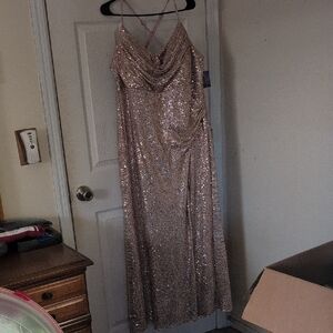 Night Way Collections Sparkling Gold Maxi Dress